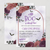 Gothic Floral Halloween Baby shower Invitation Kaart (Voorkant / Achterkant)