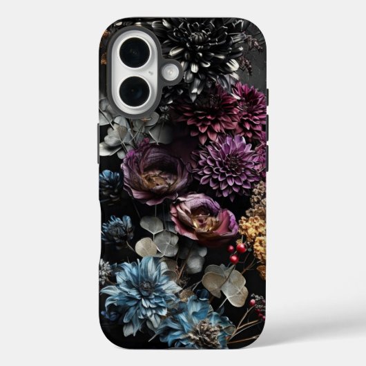 Gothic Floral iPhone 16 Hoesje (Achterkant)