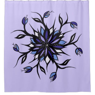 Gothic Floral Mandala Monsters and Teeth Douchegordijn