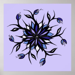 Gothic Floral Mandala Monsters and Teeth Poster