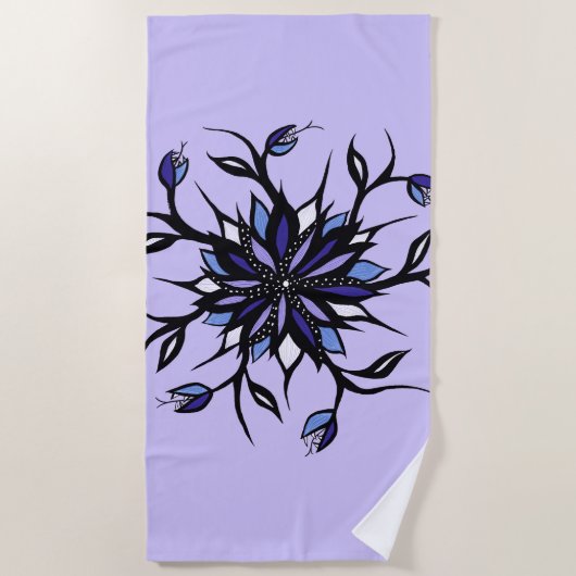 Gothic Floral Mandala Monsters and Teeth Strandlaken (Voorkant)