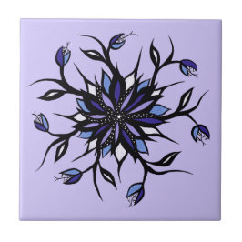 Gothic Floral Mandala Monsters and Teeth Tegeltje