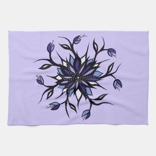 Gothic Floral Mandala Monsters and Teeth Theedoek (Horizontaal)