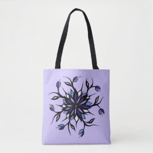 Gothic Floral Mandala Monsters and Teeth Tote Bag