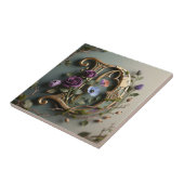 Gothic Floral Patina Gold Letter D Tegeltje (Zijkant)