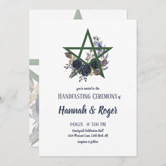 Gothic Floral Pentacle Pagan Handfasting Kaart (Voorkant / Achterkant)