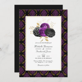  Gothic Floral QR Code RSVP Weddenschap Kaart