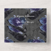 Gothic Floral Raven Wedden All in One Uitnodiging (Achterkant)