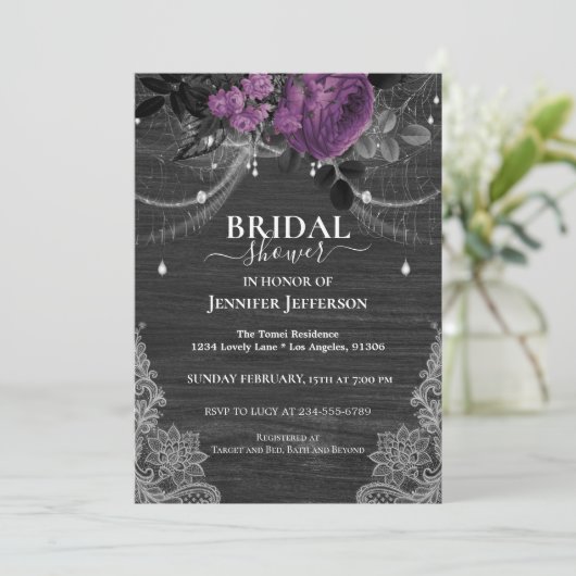 Gothic Floral Rustic Bridal Shower Kaart (Staand voorkant)