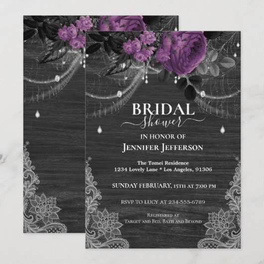 Gothic Floral Rustic Bridal Shower Kaart (Voorkant / Achterkant)