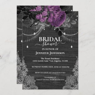 Gothic Floral Rustic Bridal Shower Kaart