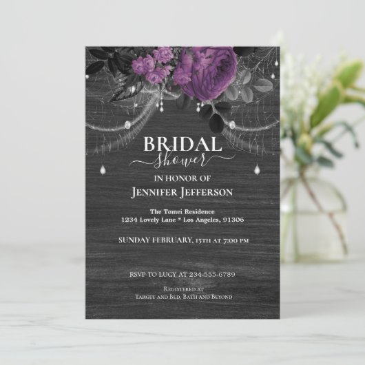 Gothic Floral Rustic Bridal Shower Kaart (Staand voorkant)