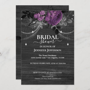 Gothic Floral Rustic Bridal Shower Kaart