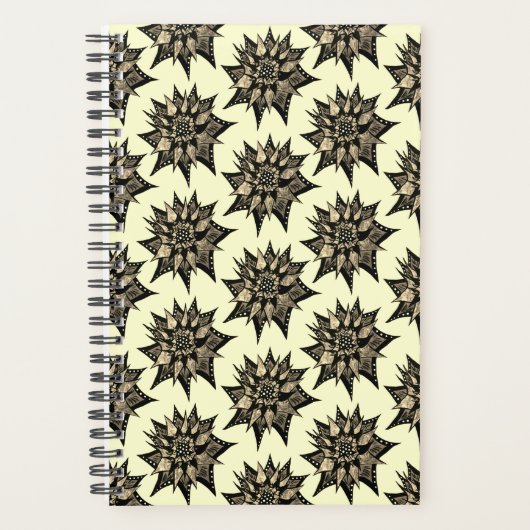 Gothic Floral Sepia Spiked Flower Pattern Planner (Voorkant)