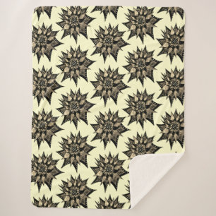 Gothic Floral Sepia Spiked Flower Pattern Sherpa Deken