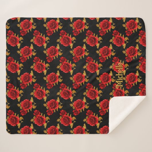 Gothic Floral Sherpa Blanket Sherpa Deken (Voorkant (horizontaal))