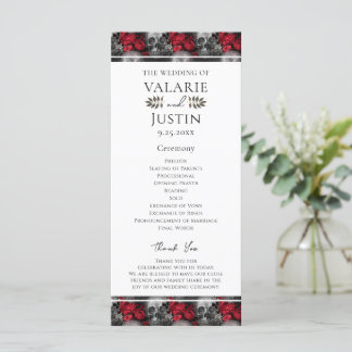 Gothic Floral Skeleton Wedding Programme Programmakaart