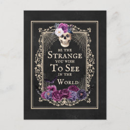 Gothic Floral Skull Bats Funny Quote Black Paars Briefkaart