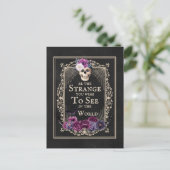 Gothic Floral Skull Bats Funny Quote Black Paars Briefkaart (Staand voorkant)