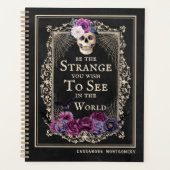 Gothic Floral Skull Black Persoonlijke naam Planner (Voorkant)