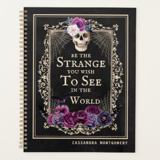 Gothic Floral Skull  Black Persoonlijke naam Planner