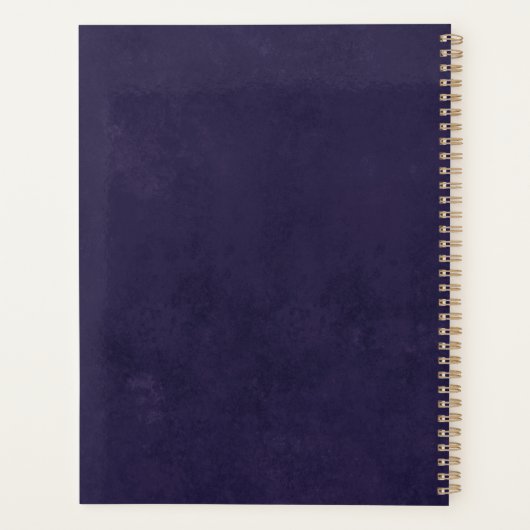 Gothic Floral Skull Dark Blue Custom Monogram Name Planner (Achterkant)