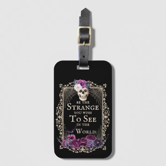 Gothic Floral Skull Funny Quote Black Bagagelabel (Voorkant (verticaal))