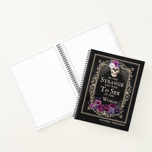 Gothic Floral Skull Funny Quote Custom Name Sketch Notitieboek (Binnen)