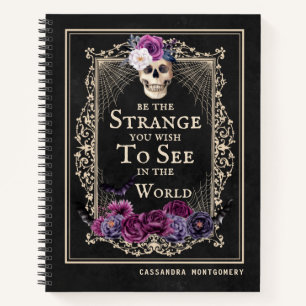 Gothic Floral Skull Funny Quote Persoonlijke naam Notitieboek