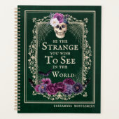 Gothic Floral Skull  Green Personalize Name Planner (Voorkant)