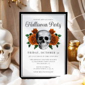 Gothic Floral Skull Halloween Invitation Kaart