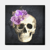 Gothic Floral Skull Halloween Magnet (Voorkant)