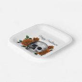 Gothic Floral Skull Halloween Papieren Bordje (Gebogen)