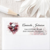 Gothic Floral Skull Halloween retour adres label (Insitu)