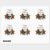 Gothic Floral Skull Halloween Ronde Sticker (Vel)