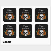 Gothic Floral Skull Halloween Vierkante Sticker (Vel)