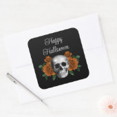 Gothic Floral Skull Halloween Vierkante Sticker (Envelop)
