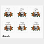 Gothic Floral Skull Halloween Vierkante Sticker (Vel)