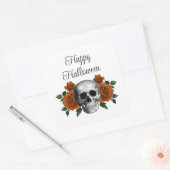 Gothic Floral Skull Halloween Vierkante Sticker (Envelop)