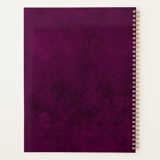 Gothic Floral Skull Magenta Custom Monogram Name Planner (Achterkant)