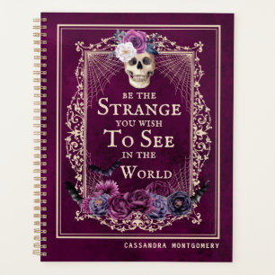 Gothic Floral Skull Magenta Personalized Planner