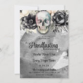 Gothic Floral Skull & Peony Handfasting Kaart (Voorkant)