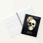 Gothic Floral Skull Personalized Notitieboek (Binnen)