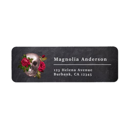 Gothic Floral Skull Return Address Label (Voorkant)
