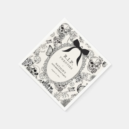 Gothic Floral Skull RIP Twenties 30th Birthday Servet (Hoek)