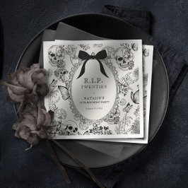 Gothic Floral Skull RIP Twenties 30th Birthday Servet