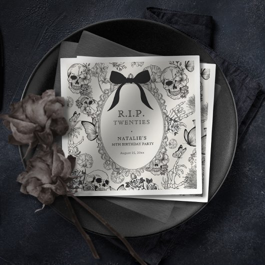 Gothic Floral Skull RIP Twenties 30th Birthday Servet