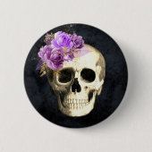 Gothic Floral Skull Ronde Button 5,7 Cm (Voorkant)