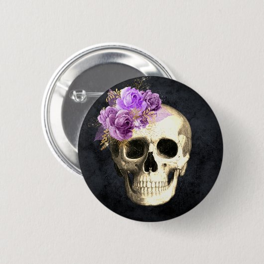 Gothic Floral Skull Ronde Button 5,7 Cm (Voorkant /achterkant)