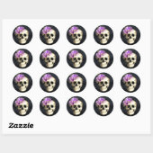 Gothic Floral Skull Ronde Sticker (Vel)